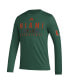 Men's Green Miami Hurricanes Practice Basketball Pregame AEROREADY Long Sleeve T-shirt