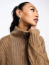 SNDYS cable knit wool mix half zip jumper in camel