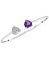 ფოტო #1 პროდუქტის Amethyst (1/10 ct. t.w.) & Diamond Accent Heart Cuff Bangle Bracelet in Sterling Silver