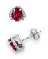 Created Ruby and Cubic Zirconia Stud Earrings