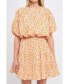 Фото #1 товара Women's Crinkled Floral Linen Blouson Top