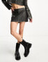 Фото #2 товара Annorlunda low rise micro mini skirt in charcoal cracked pu co-ord