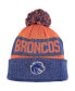 Фото #1 товара Men's Orange and Heather Blue Boise State Broncos Below Zero Cuffed Pom Knit Hat