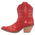 Dingo Sugar Bug Embroidery Floral Round Toe Cowboy Booties Womens Red Casual Boo