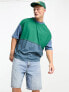 ASOS DESIGN oversized t-shirt in green & blue colour block with back print