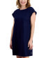 ფოტო #4 პროდუქტის Petite Button-Side Linen-Blend Shift Dress