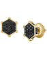 Фото #4 товара Men's Black Diamond Hexagon Cluster Screw Back Stud Earrings (1 ct. t.w.)