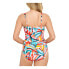 Swim Solutions Shirred Tummy-Control One-Piece Swimsuit Multicolor Size 8