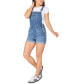 ფოტო #2 პროდუქტის Juniors' Cuffed Shorts Denim Overalls