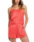 Фото #3 товара Women's 2-Pc. Satin Cami Tap Pajamas Set