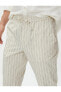 Фото #5 товара Keten Karışımlı Klasik Pantolon Beli Bağcıklı Cep Detaylı