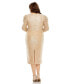 ფოტო #4 პროდუქტის Plus Size Long Sleeve Deep V Draped Shimmer Dress