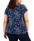 Фото #2 товара Plus Size Printed Pleat-Neck Top, Created for Macy's