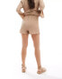 4th & Reckless lanai crinkle drawstring beach short co-ord in beige