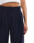 ASOS DESIGN high waist longline tailored shorts in navy pinstripe