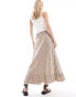 ONLY Tall gingham maxi skirt in brown