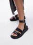 Фото #1 товара Topshop Grace flat sandal with buckle detail in black croc