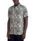 Men's Slim Fit Medallion Print Short Sleeve Button-Front Shirt