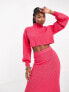 Фото #1 товара Aria Cove ribbed roll neck cropped jumper with volume sleeve co-ord in pink