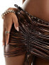 Фото #5 товара South Beach ruched mini beach skirt in brown metallic