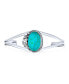 ფოტო #1 პროდუქტის Nature Leaf Flowers Round Cabochon Statement Turquoise Wide Cuff Bracelet For Women .925 Sterling Silver