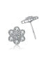 Cubic Zirconia Sterling Silver Flower Shape Stud Style Earrings