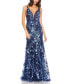 Фото #5 товара Women's Floral Embellished Sleeveless Plunge Neck Gown