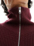 Weekday Harry wool blend half zip jumper in burgundy