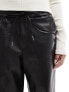 Фото #7 товара Mango drawstring slim leather trouser in black