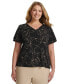 Фото #1 товара Plus Size Printed Flutter-Sleeve Blouse