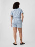 Belted Denim Romper