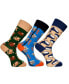 Men's Aussie Novelty Luxury Crew Socks Bundle Fun Colorful with Seamless Toe Design, Pack of 3