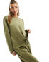 Фото #1 товара Flounce London satin oversized top in olive co-ord