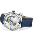 ფოტო #2 პროდუქტის Men's Swiss Automatic Jazzmaster Open Heart Blue Leather Strap Watch 42mm