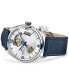 Men's Swiss Automatic Jazzmaster Open Heart Blue Leather Strap Watch 42mm