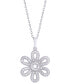 ფოტო #1 პროდუქტის Diamond 3/8 ct. t.w. Flower Pendant Necklace in Sterling Silver