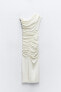 Фото #6 товара Длинное платье из эластичной ткани со сборками ZARA