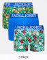 Jack & Jones 3 pack trunks with pineapple print in blue