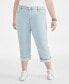 Фото #4 товара Plus Size Mid-Rise Curvy Roll-Cuff Capri Jeans, Created for Macy's