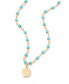 "14k Gold" Key Turquoise Bead Pendant Necklace