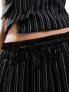 Reclaimed Vintage wide leg pull on pinstripe trouser with satin waistband detail 34 - фото #5