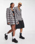 COLLUSION Unisex oversized blazer in burgundy and blue check