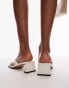 Topshop Indy toe post mid heeled sandals in off white croc Kroko-Effekt, gebrochenes Weiß, 41 - фото #4