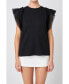 Women's Tulle Ruffle Knit Top