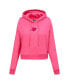 Women's Pink Miami Dolphins Triple Pink Cropped Fleece Pullover Hoodie Розовый, 2XL - фото #4