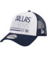 ფოტო #1 პროდუქტის Men's White, Navy Dallas Cowboys Stacked A-Frame Trucker 9FORTY Adjustable Hat