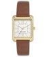 Фото #1 товара Women's Gold-Tone and Brown Faux Leather Strap Watch 29mm