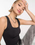 Only reversible seamless square neck vest top in black