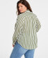 Фото #4 товара Trendy Plus Size Striped Button-Up Shirt, Created for Macy's