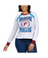 Фото #4 товара Women's White Distressed Philadelphia Phillies Raglan Long Sleeve T-shirt